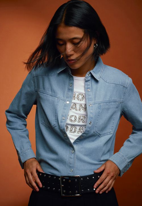 Blusa Mujer Azul Medio Denim