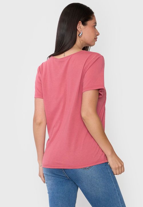 Polera Mujer Bordado Rosado