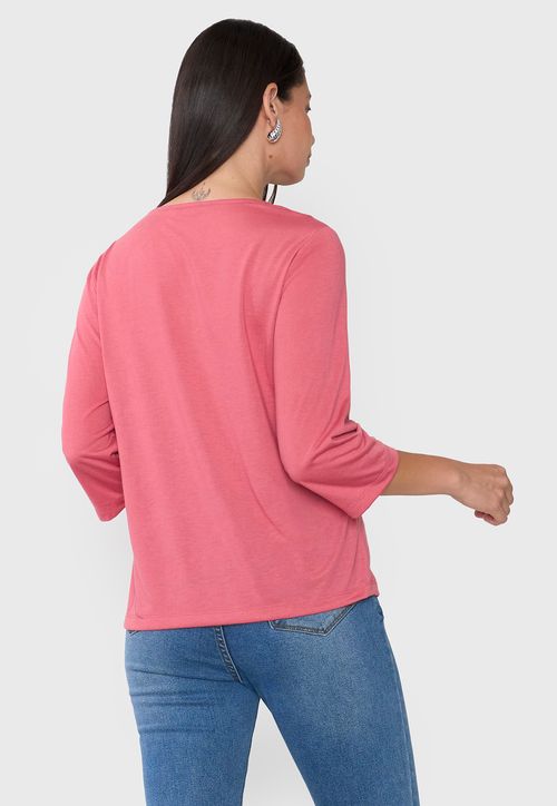 Polera Mujer Manga 3/4 Macramé Coral