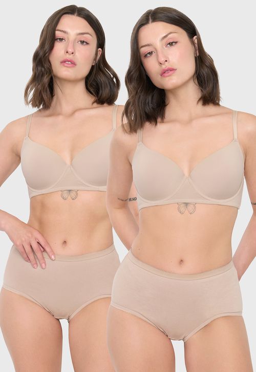Calzón Mujer Bipack Alto Cotton Mix Beige