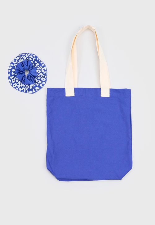 Tote Bag + Scrunchie Mujer Azul