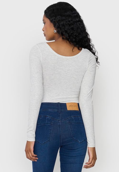 Body Mujer Manga Larga Botones Gris