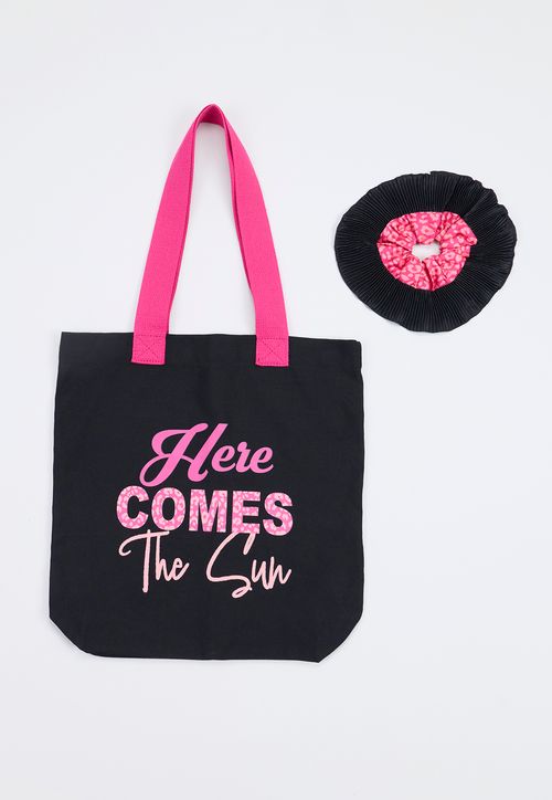 Tote Bag + Scrunchie Mujer Coral