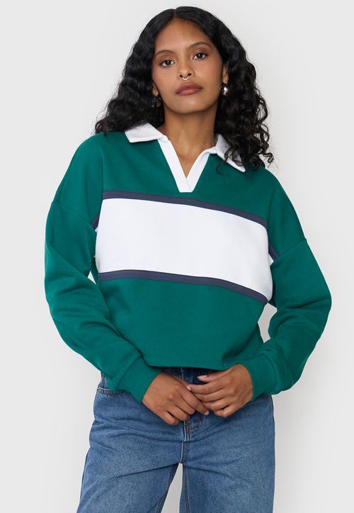 Polerón Mujer Cuello Polo Verde