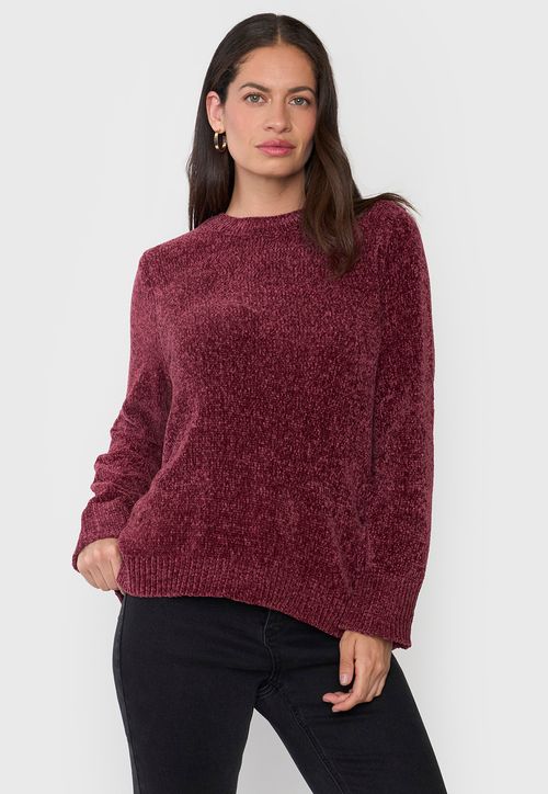 Sweater Mujer Chenille Burdeo