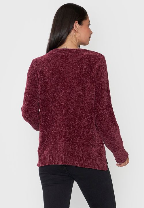 Sweater Mujer Chenille Burdeo