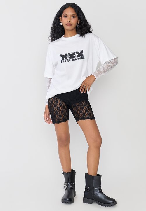 Calza Mujer Biker Encaje Negro