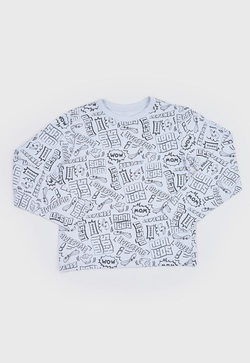 Polera Niño Kids M/L Full Print Gris