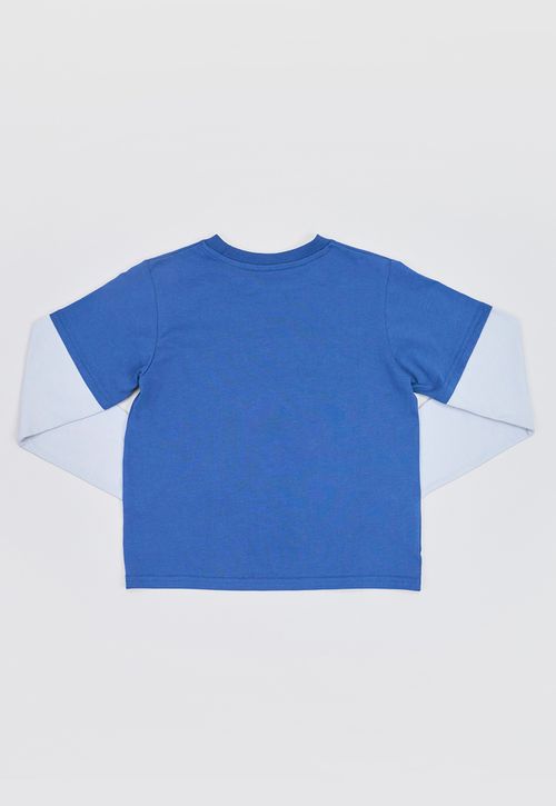 Polera Niño Kids Doble Manga Azul