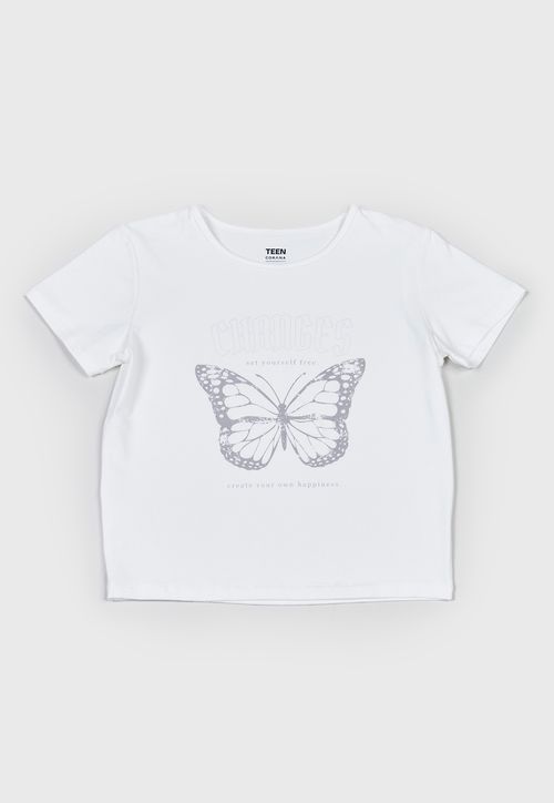 Polera Niña Teen M/C Texto Blanco
