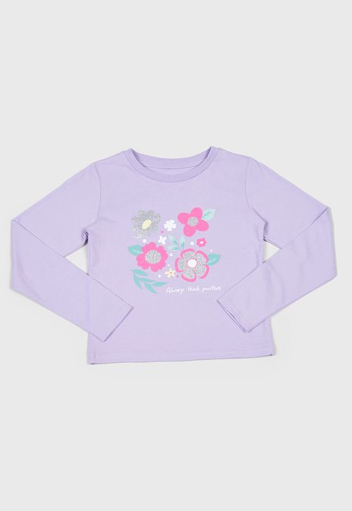 Polera Niña Kids M/L Glitter Lila