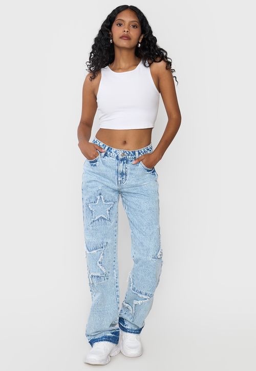 Jeans Mujer Straight Fit Noventero Azul Claro