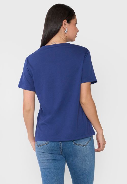 Polera Mujer Bordado Azul