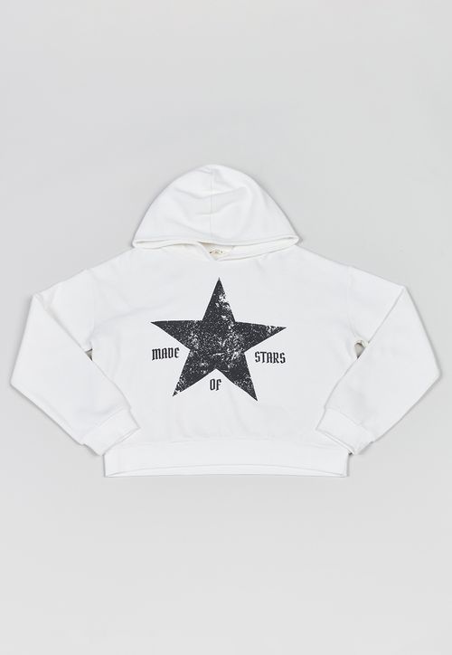 Poleron Niña Teen Focal Print Blanco