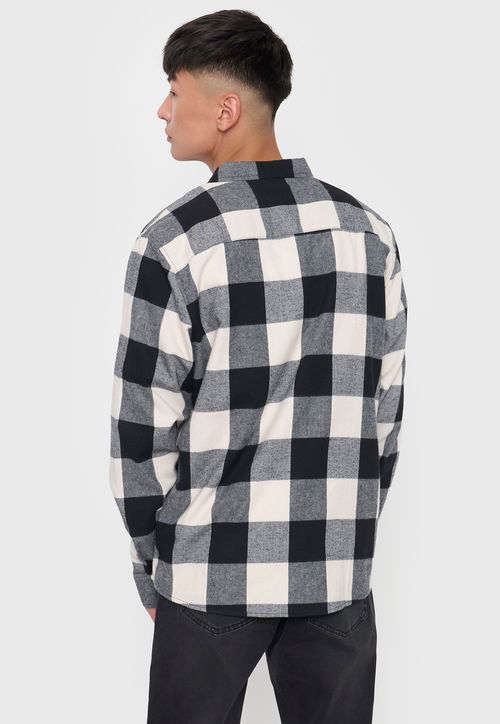 Camisa Hombre Cuadros Color Ecru