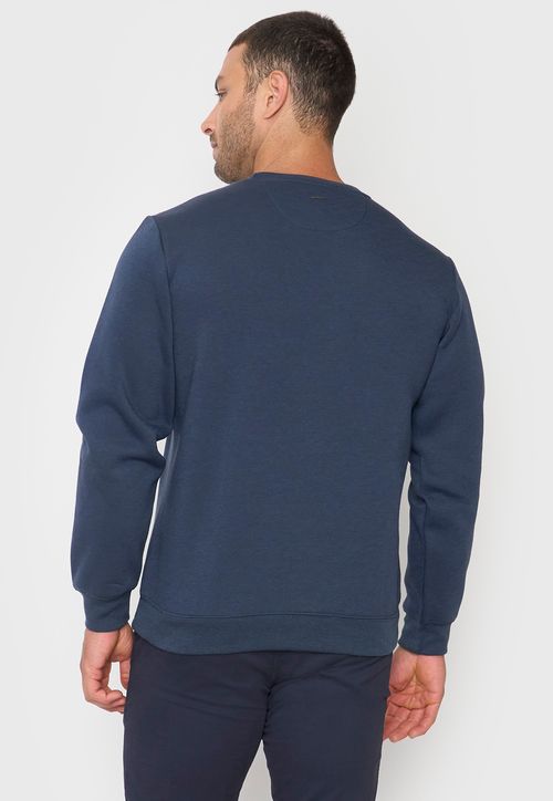 Polerón Hombre R-Neck Costura Azul