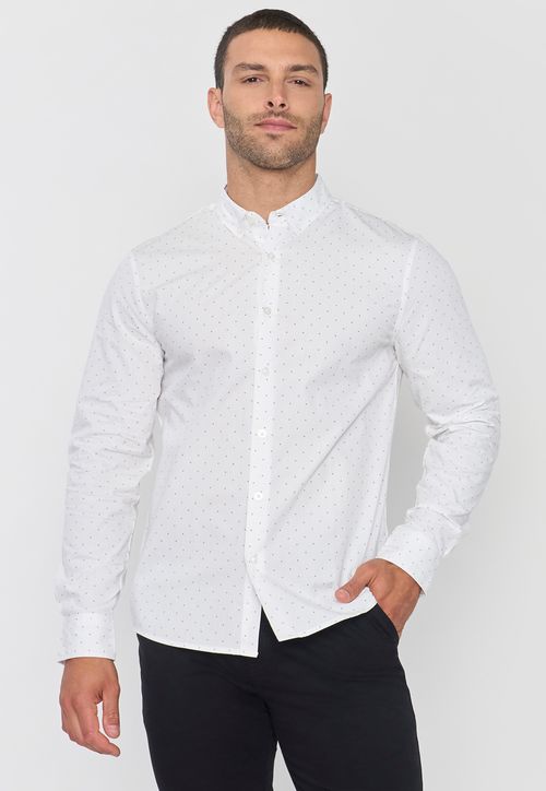 Camisa Hombre Miniprint Blanco