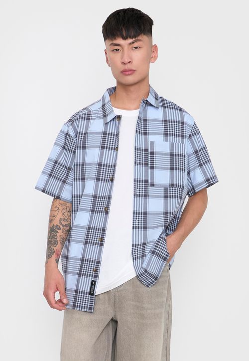 Camisa Hombre Cuadrille Vintage Azul