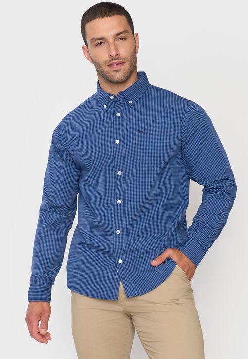 Camisa Hombre Escocesa Azul