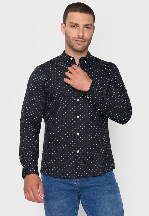Camisa Hombre Miniprint Negro