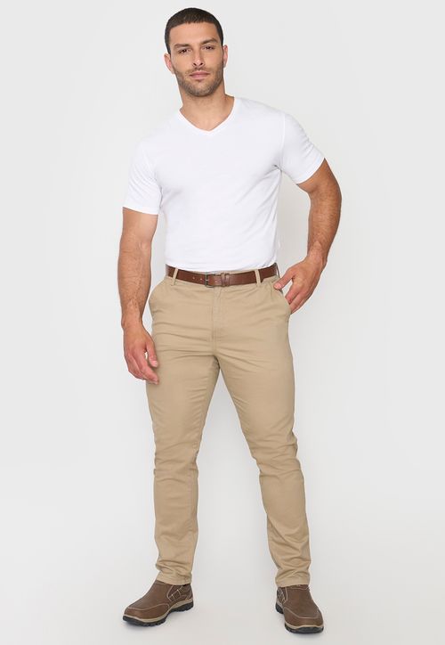 Pantalón Hombre Cinturón Beige