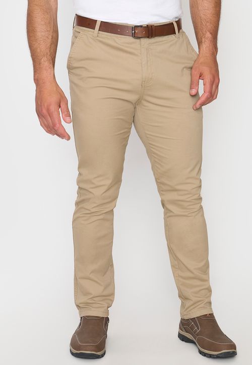 Pantalón Hombre Cinturón Beige