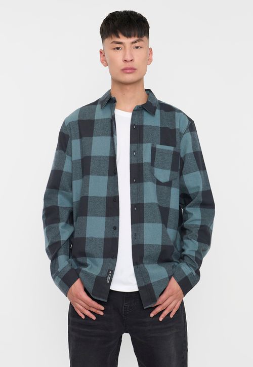 Camisa Hombre Cuadros Color Azul