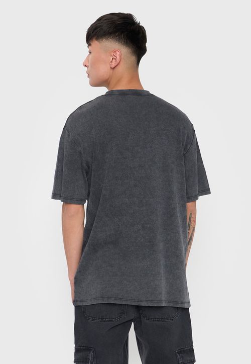 Polera Hombre Lavada Urbana Negro