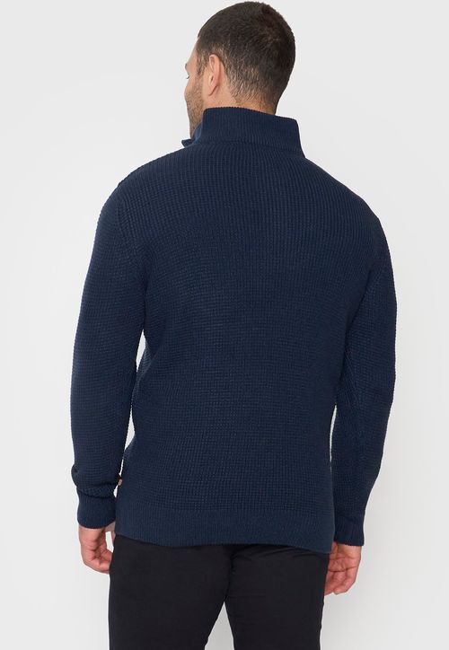 Tejido Hombre Cuello Botones Azul