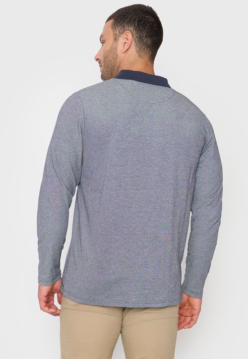 Polera Hombre Polo Piqué M/L Azul