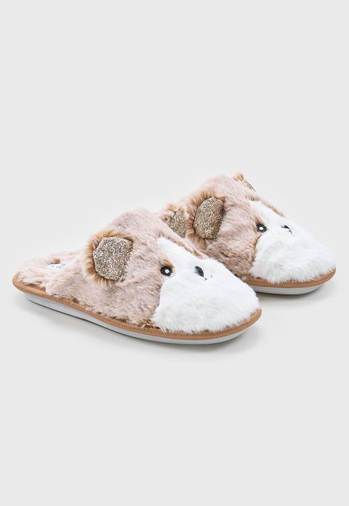 Pantufla Mujer Perro Café