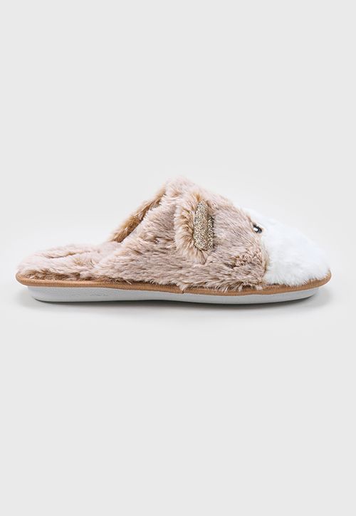 Pantufla Mujer Perro Café