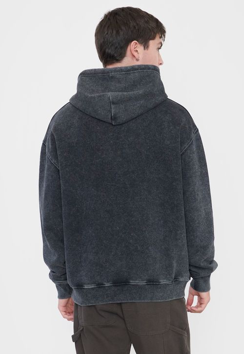 Polerón Hombre Acid Wash Bordado Negro