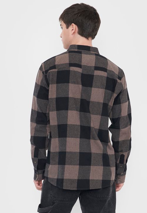 Camisa Hombre Cuadros Café