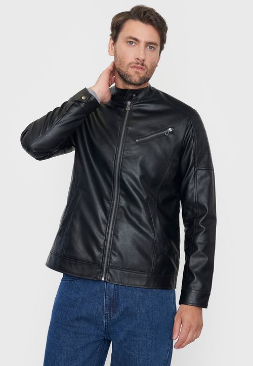Casaca Hombre Ecocuero Rock Negro