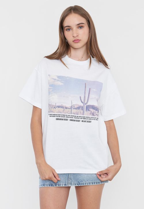 Polera Mujer Oversize Local Print Blanco