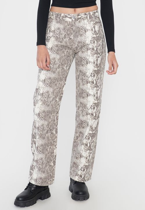 Jeans Mujer Straight Fit Noventero Print Piton Café