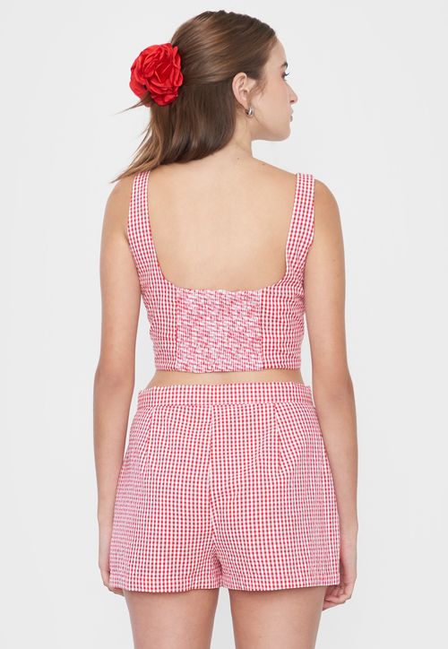 Blusa Mujer Crop Sin Mangas Rojo