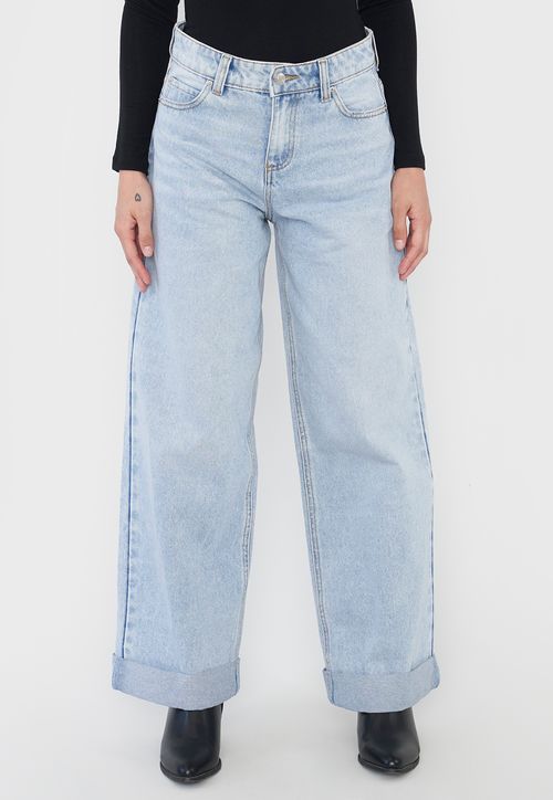 Jeans Mujer Extra Wide Leg Fit Full Length Azul Claro