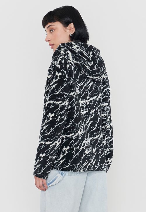 Polerón Mujer Peludo Full Print Negro