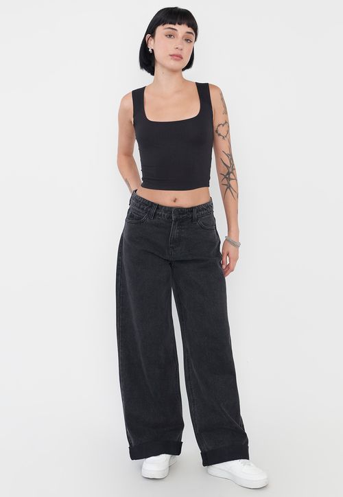 Jeans Mujer Extra Wide Leg Fit Full Length Negro