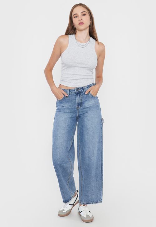 Jeans Mujer Baggy Fit Azul Medio