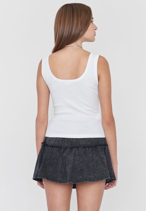 Polera Mujer Sin Mangas Rib Ecru