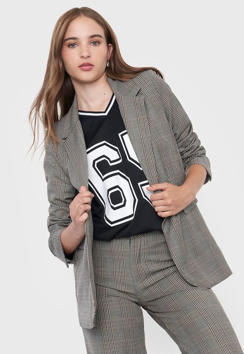Blazer Mujer Negro Checks