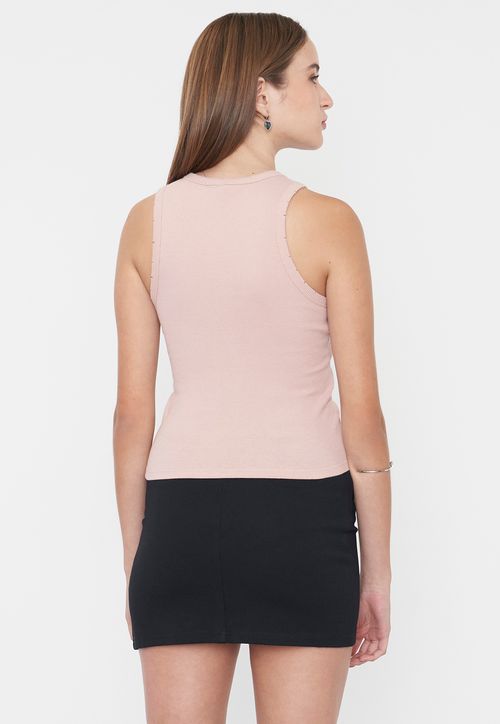 Polera Mujer Sin Mangas Desgaste Rosado