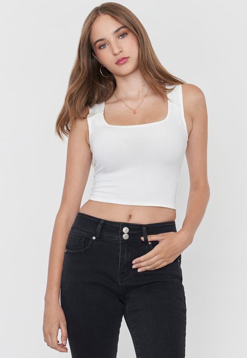 Polera Mujer Sin Mangas Tira Ancha Ecru