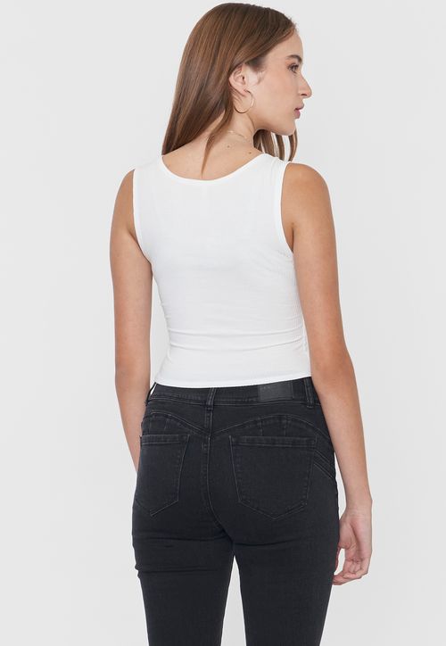Polera Mujer Sin Mangas Tira Ancha Ecru