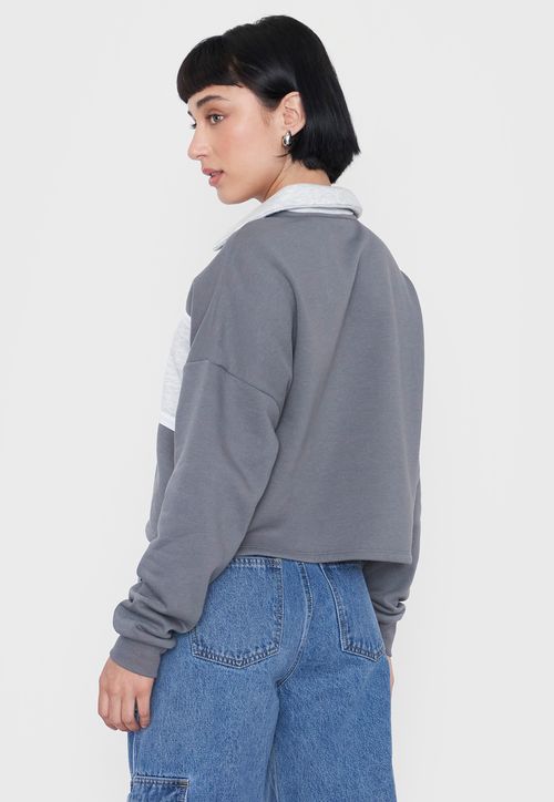 Polerón Mujer Cuello Polo Negro