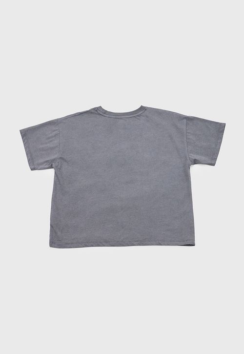 Polera Niña Teen M/C Lavada Strass Gris