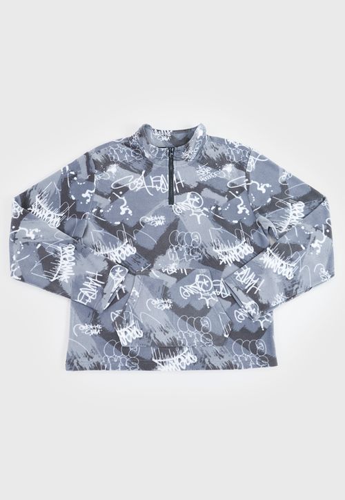 Poleron Niño Teen Full Print Gris
